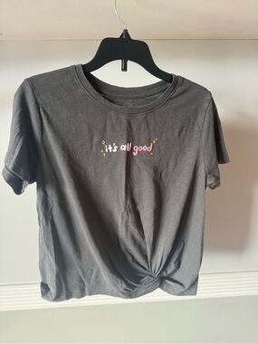 Cat & Jack Black Tee with Pink & Yellow 'it's all good' Embroidery